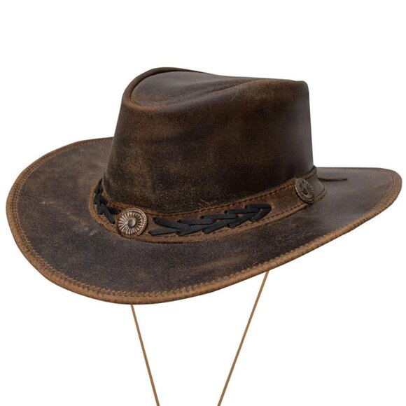 Genuine Leather Cowboy Hat Shapeable Brim Western Outback Style Unisex main image 4
